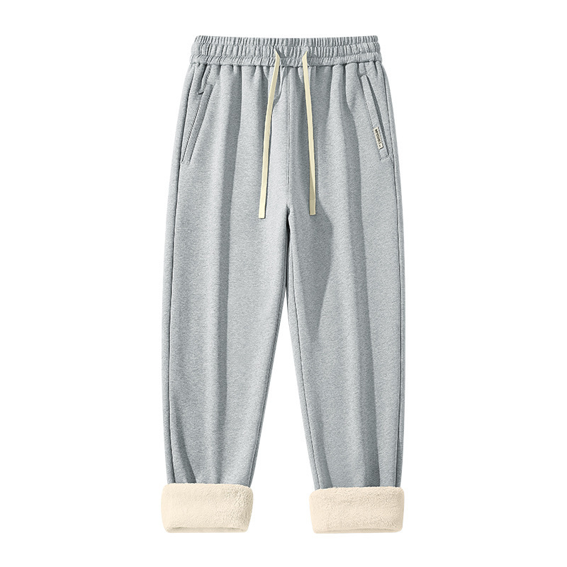 Férfiaknak szóló 500 g chenille báránygyapjú hosszú nadrág, fleece-béléssel és vastag, téli laza sportos edzőnadrág