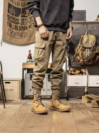Jesenske radne hlače u Amekaji stilu, uske jogger hlače za muškarce s više džepova, od pamuka, svakodnevne, retro stil