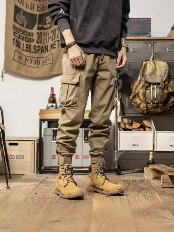 Jesenske radne hlače u Amekaji stilu, uske jogger hlače za muškarce s više džepova, od pamuka, svakodnevne, retro stil