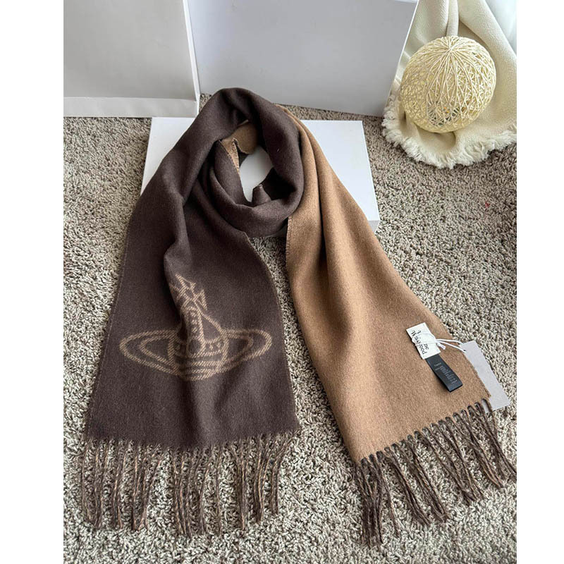 Šal od kašmira i vune Empress Dowager Little Saturn, zimski dvostrani s resicama, 185×27 cm, unisex