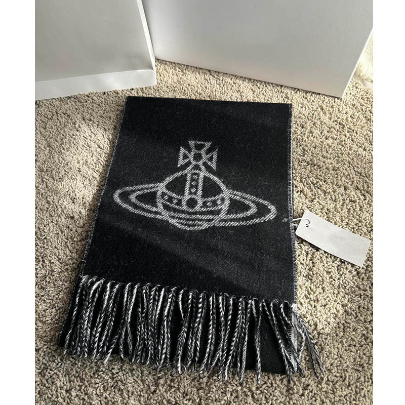 Šal od kašmira i vune Empress Dowager Little Saturn, zimski dvostrani s resicama, 185×27 cm, unisex