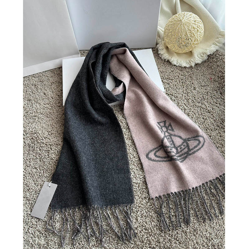 Šal od kašmira i vune Empress Dowager Little Saturn, zimski dvostrani s resicama, 185×27 cm, unisex