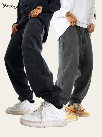 2025 őszi utcai streetwear retro stílus distressed, laza szabású pamut sportnadrág férfiaknak
