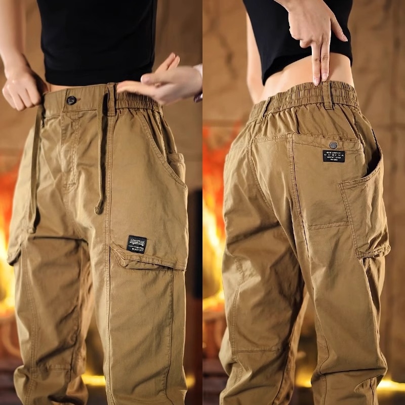 Muške američke retro cargo hlače, slobodan kroj, jogger stil, sportsko casual hlače, haremski stil, duge hlače, proljeće-ljeto 2025