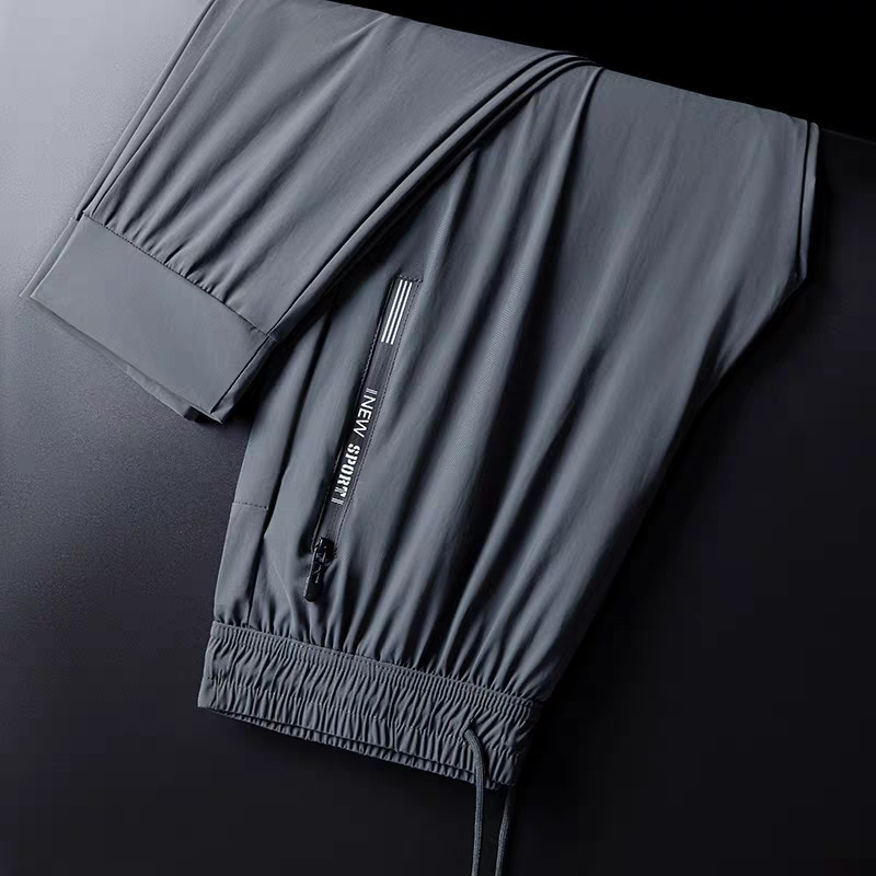 Muške ljetne hlače od Ice Silk, lagane, brzo se suše, ravni kroj, široke nogavice, casual.