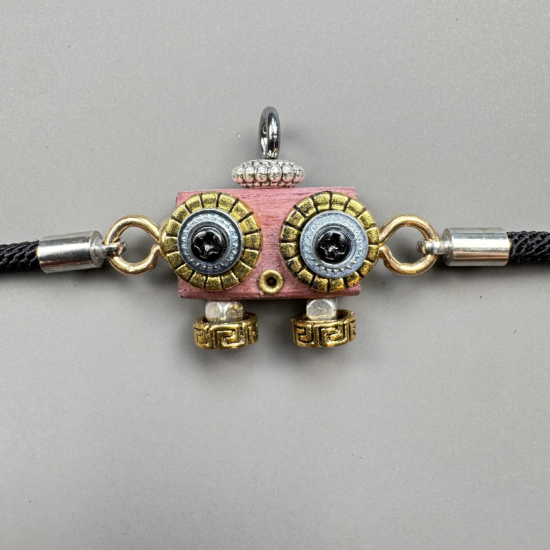 Ručna drvena pletena narukvica s punk robotom, unisex