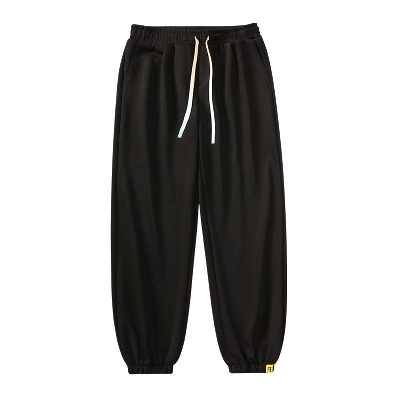 Muške casual sportske hlače od 100% pamuka, teški materijal 300 g, šav s rubom, proljeće, japanski stil, udoban slobodan kroj s manžetama na gležnjevima, duljina do gležnja