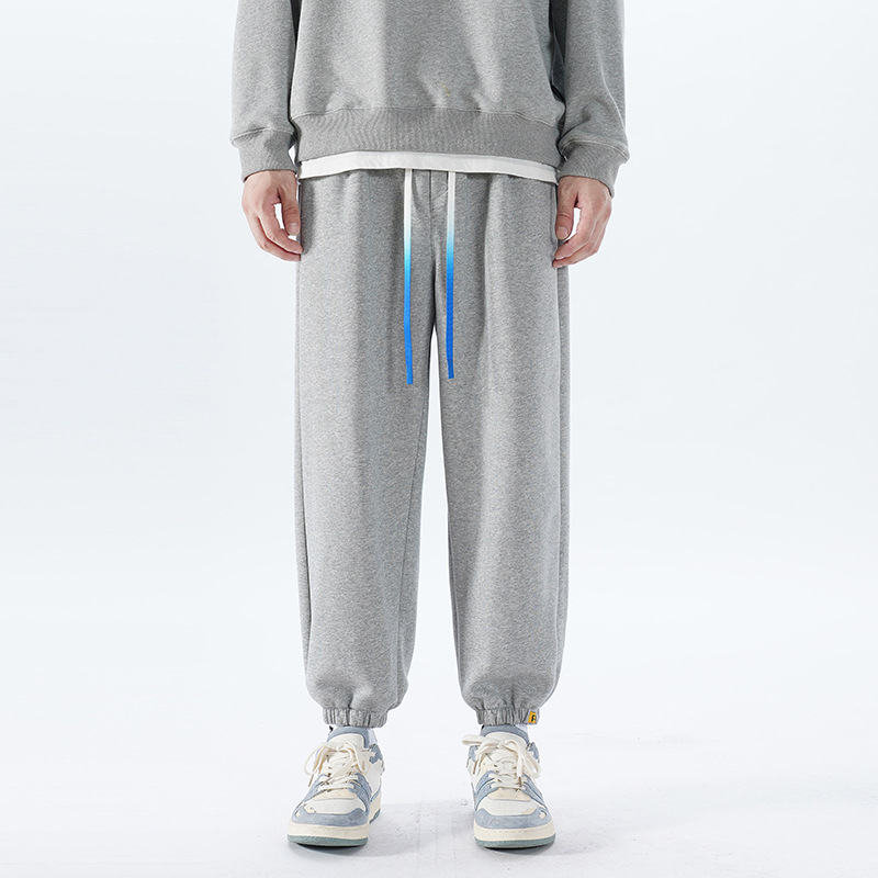Muške casual sportske hlače od 100% pamuka, teški materijal 300 g, šav s rubom, proljeće, japanski stil, udoban slobodan kroj s manžetama na gležnjevima, duljina do gležnja
