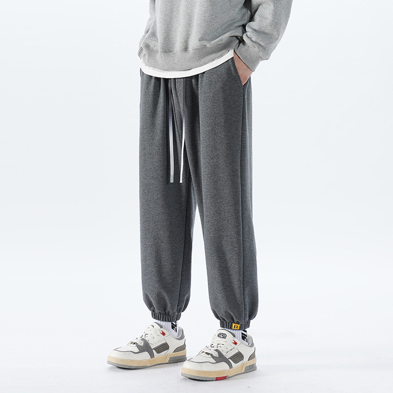 Muške casual sportske hlače od 100% pamuka, teški materijal 300 g, šav s rubom, proljeće, japanski stil, udoban slobodan kroj s manžetama na gležnjevima, duljina do gležnja