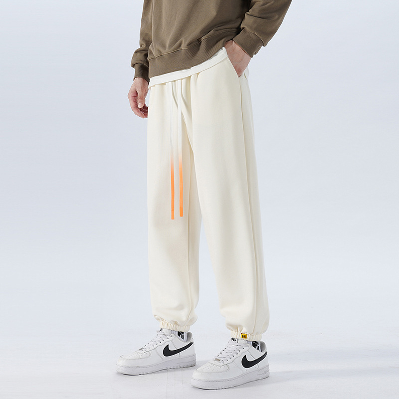 Muške casual sportske hlače od 100% pamuka, teški materijal 300 g, šav s rubom, proljeće, japanski stil, udoban slobodan kroj s manžetama na gležnjevima, duljina do gležnja