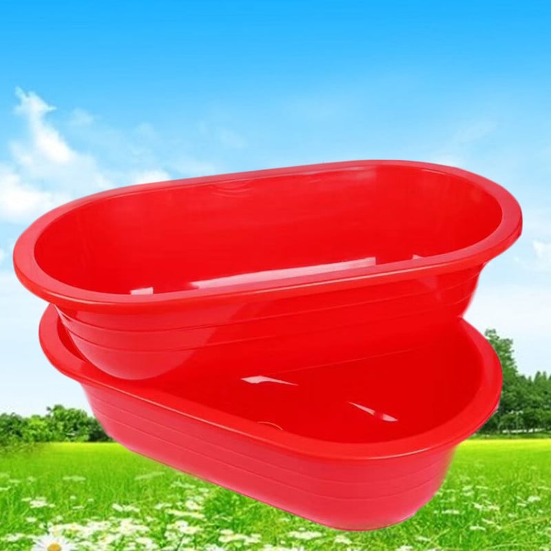 Plastični dugi bazen s čvrstim dnom, veliki ovalni uzgojni bazen za akvakulturu, crveni