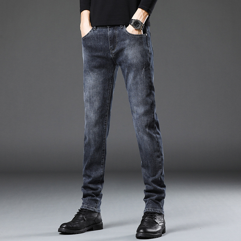 Férfiaknak Slim-Fit skinny farmernadrág, nyári könnyű és rugalmas