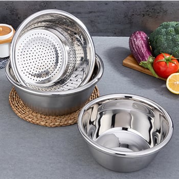 5-dijelni set posuda od nehrđajućeg čelika, višenamjenski, za pranje povrća i cjedilo za rižu, 20–28 cm