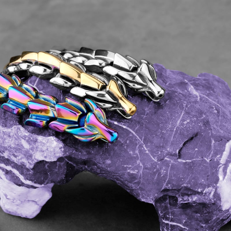 Muška narukvica od titan čelika s Dragonbone lancem, punk stil