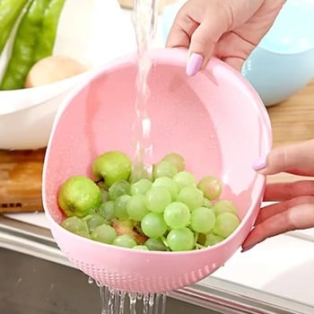 Plastični kuhinjski višenamjenski odvodni koš za ispiranje riže, povrća i voća