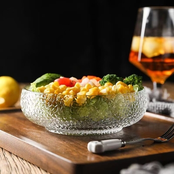 Japanski stil staklena zdjela sa zlatnim obrubom, prozirna posuda za voće, moderna zdjela za salate i povrće, kućanski posuđe, kreativna zdjela za hladna jela i ramen