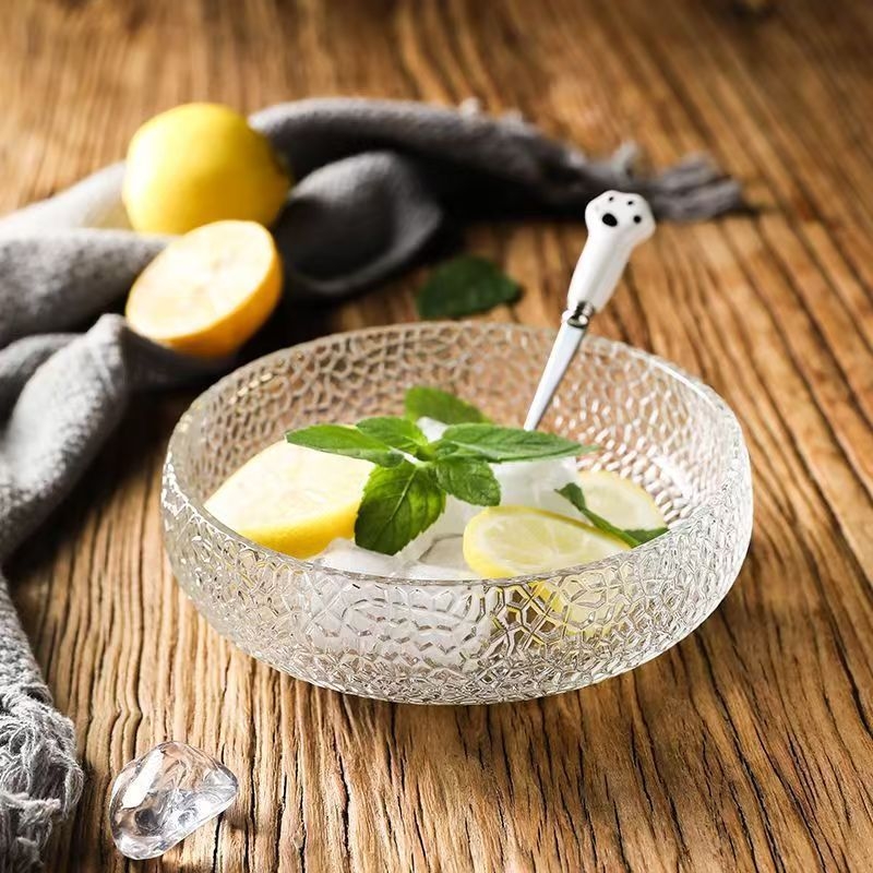 Japanski stil staklena zdjela sa zlatnim obrubom, prozirna posuda za voće, moderna zdjela za salate i povrće, kućanski posuđe, kreativna zdjela za hladna jela i ramen