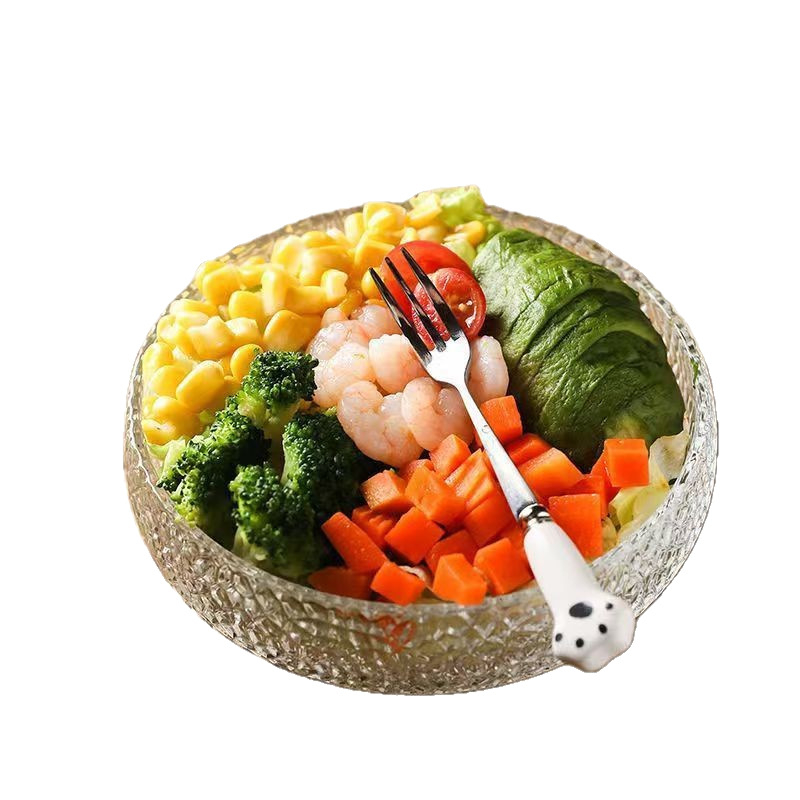 Japanski stil staklena zdjela sa zlatnim obrubom, prozirna posuda za voće, moderna zdjela za salate i povrće, kućanski posuđe, kreativna zdjela za hladna jela i ramen