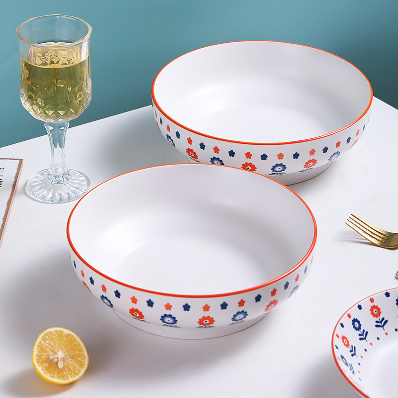 Porcelanska velika zdjela promjera 9 inča, sjajna glazura, pogodna za mikrovalnu pećnicu