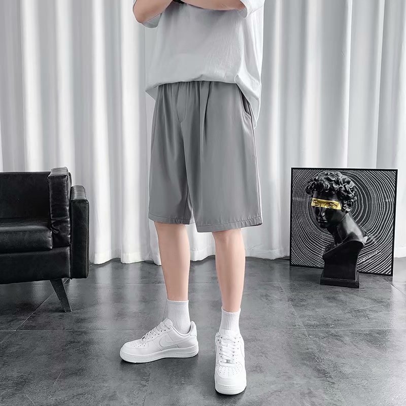 Muške šortse od ice silk, jednobojne, ljetne, lagane, ravnog kroja, udobne za sport i plažu.