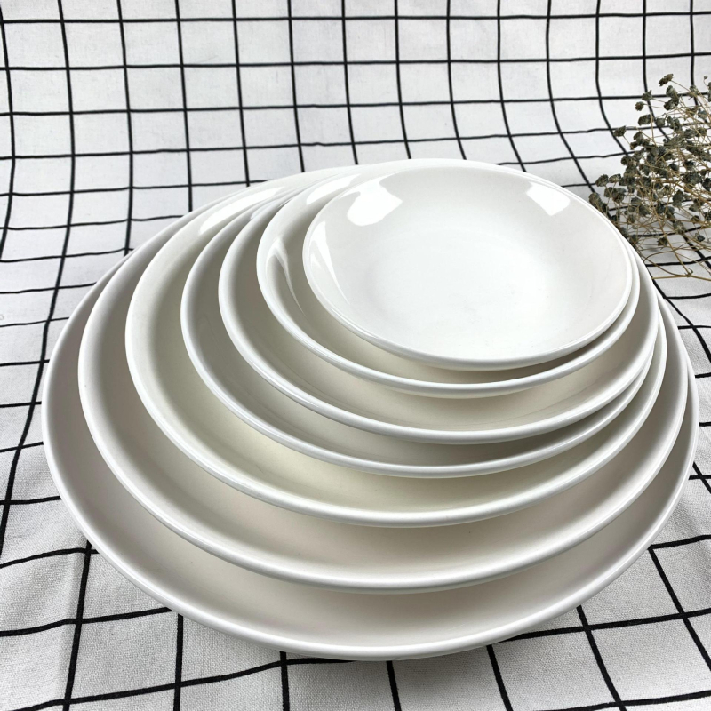 Bijeli porcelanski tanjur za voće, 6 inča; duboki tanjur 18 inča za restoran
