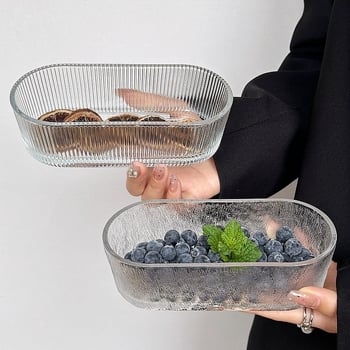 Insta-stil minimalistička ovalna staklena zdjela za užinu, voće, salatu i deserte
