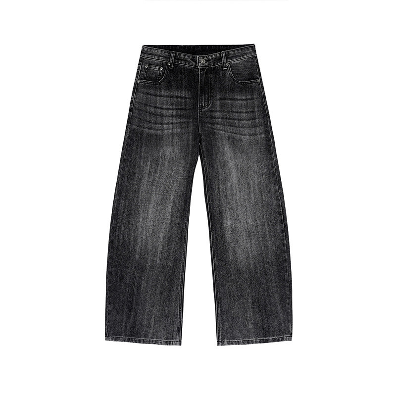 Férfi denim farmernadrág fleece-béléssel és bambusz mintázattal, lazán szabott, őszi-téli