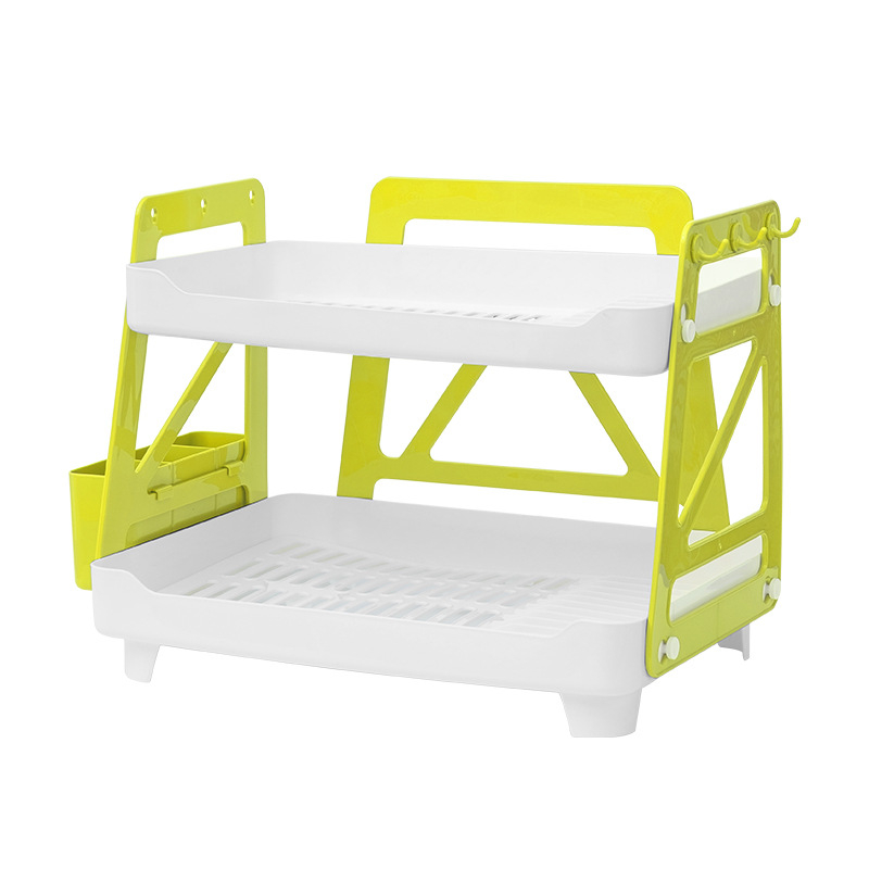 Višestruka dvostruka polica za sudove s odvodom, velika kapaciteta kuhinjskog skladišta, plastični ormar