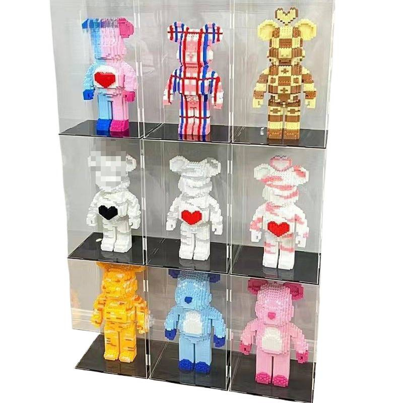 Prozirna akrilna kutija za izlaganje s više razina skladištenja za LEGO kockice, igračke i modele trkaćih automobila; kutija otporna na prašinu za kućnu upotrebu