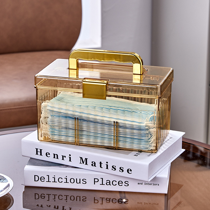 Prozirna plastična kutija za pohranu s odjeljcima, stolni organizator za kozmetiku, lijekove i maske