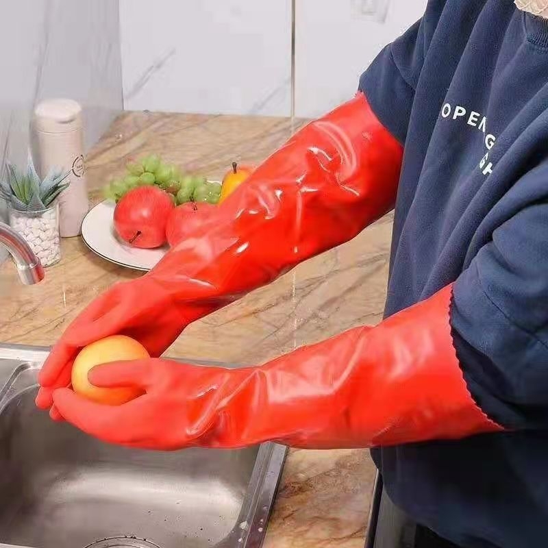 Ženske dugačke rukavice za kuhinju s fleeceom, vodootporne latex rukavice za pranje posuđa