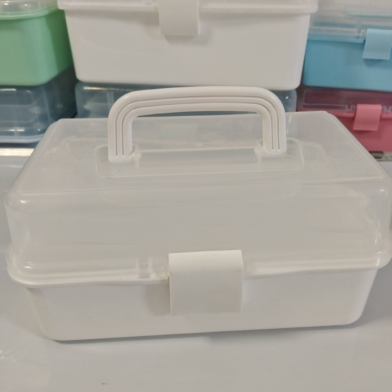 Tro-slojna sklopiva plastična kutija za skladištenje s pretincima, ekstra veliki kapacitet, alatna kutija, kutija za manikuru i pribor za umjetnost
