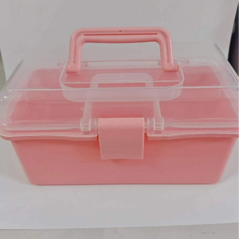 Tro-slojna sklopiva plastična kutija za skladištenje s pretincima, ekstra veliki kapacitet, alatna kutija, kutija za manikuru i pribor za umjetnost