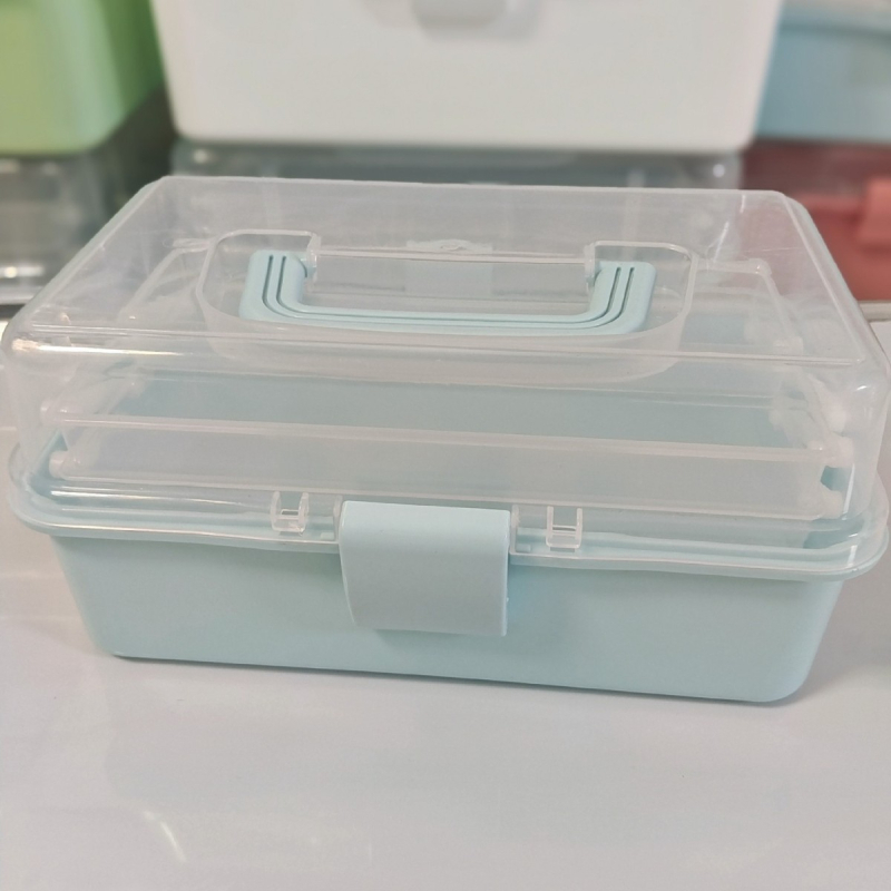 Tro-slojna sklopiva plastična kutija za skladištenje s pretincima, ekstra veliki kapacitet, alatna kutija, kutija za manikuru i pribor za umjetnost