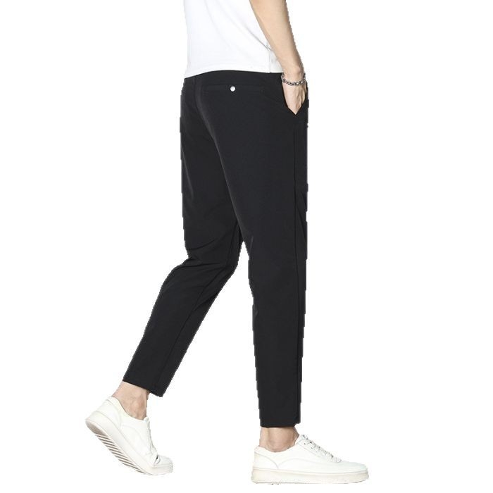 Férfiaknak slim-fit cropped nadrág, nyári légáteresztő ice-silk anyaggal, egyenes szabás