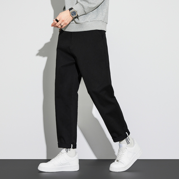 Visokokvalitetne muške hlače od kombed pamuka, ravni kroj, jesenski stretch, jednostavna njega, premium casual hlače