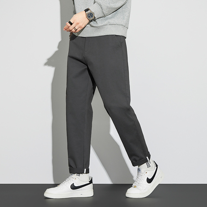 Visokokvalitetne muške hlače od kombed pamuka, ravni kroj, jesenski stretch, jednostavna njega, premium casual hlače