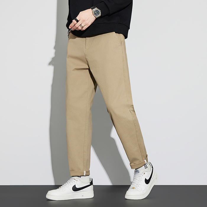 Visokokvalitetne muške hlače od kombed pamuka, ravni kroj, jesenski stretch, jednostavna njega, premium casual hlače