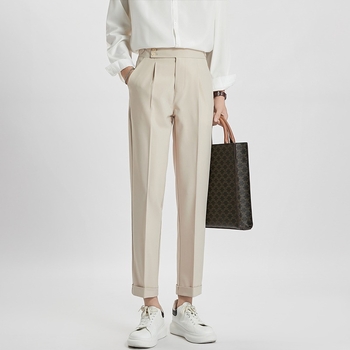 Őszi férfi dress pants drapált eséssel, könnyed luxus stílus, cropped slim fit