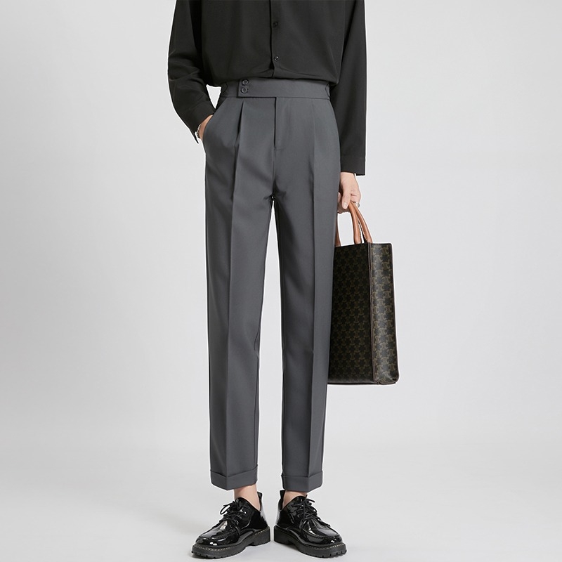 Őszi férfi dress pants drapált eséssel, könnyed luxus stílus, cropped slim fit