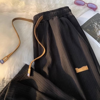 Férfi nyári Ice Silk egyenes szabású nadrág, könnyű, mindennapi hosszú nadrág