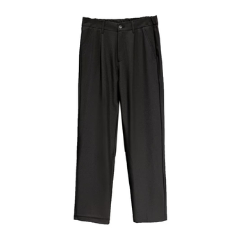 Férfi drapírozott, lazán szabott nyári öltöny nadrág, vékony ice silk anyag, barna, egyenes szabású, hosszú nadrág