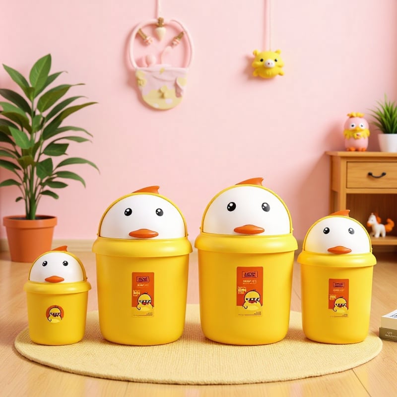 Bonny Duck 8L plastični koš za otpatke s poklopcem, cilindričnog oblika, za kućanstvo, dnevni boravak, dom za studente i kupaonicu