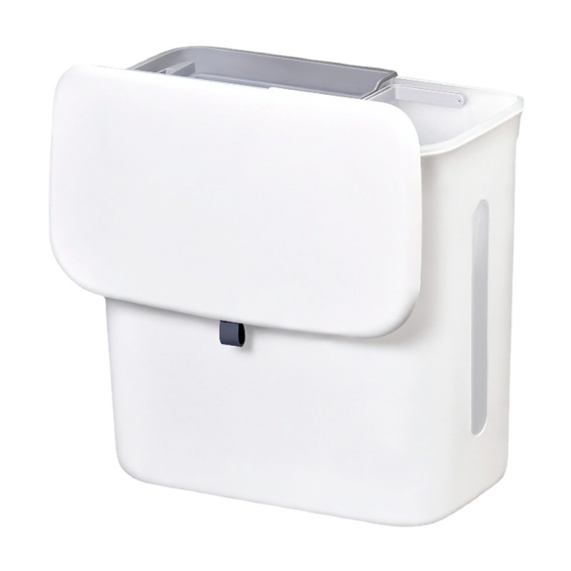 Zidni kuhinjski kanta za otpad s podjelom suho i mokro, klizni poklopac, 12 L, plastika, bijela/siva