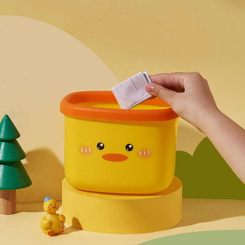 Mali stolni koš za smeće, mini koš za otpatke, sladak crtani dizajn za stol, bez poklopca, higijenski, plastični koš za recikliranje.