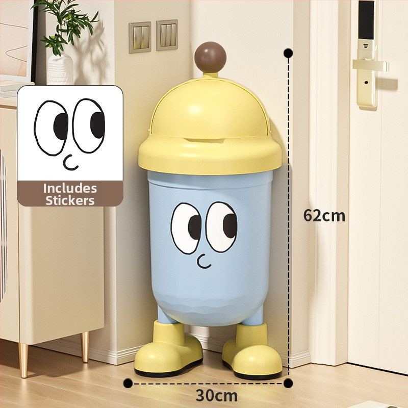 Plastični koš za otpad, stil crtića, za kućnu upotrebu, kreativan dizajn, s poklopcem, za dnevni boravak i spavaću sobu, velika zapremina (12 L i više)