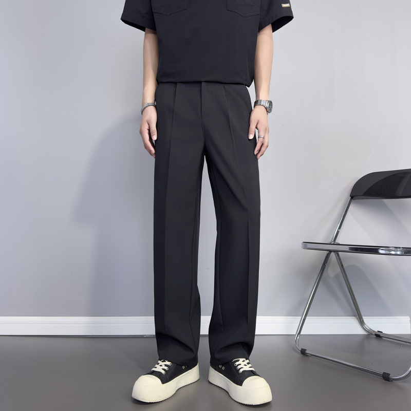 Muške ljetne hlače od ice silk, lagane, opuštenog ravnog kroja, casual hlače s elegantnim izgledom