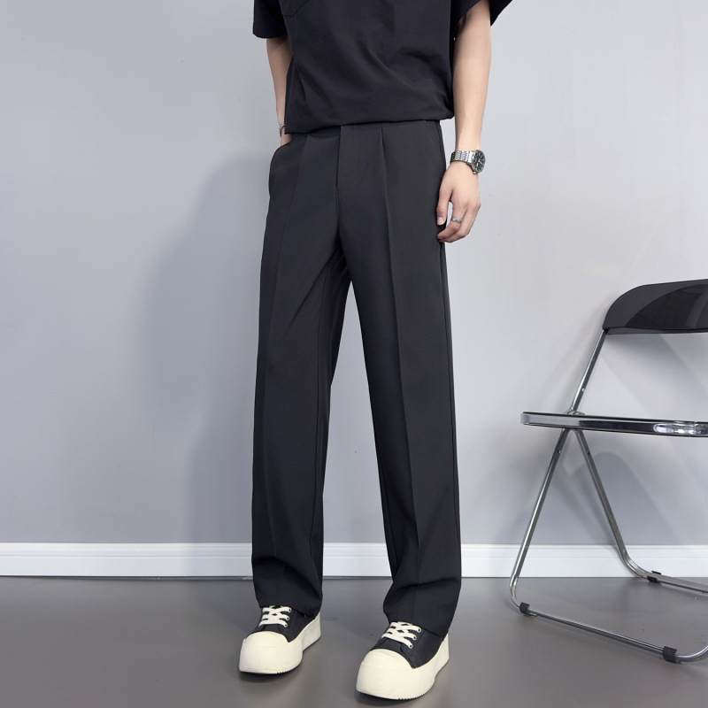 Muške ljetne hlače od ice silk, lagane, opuštenog ravnog kroja, casual hlače s elegantnim izgledom