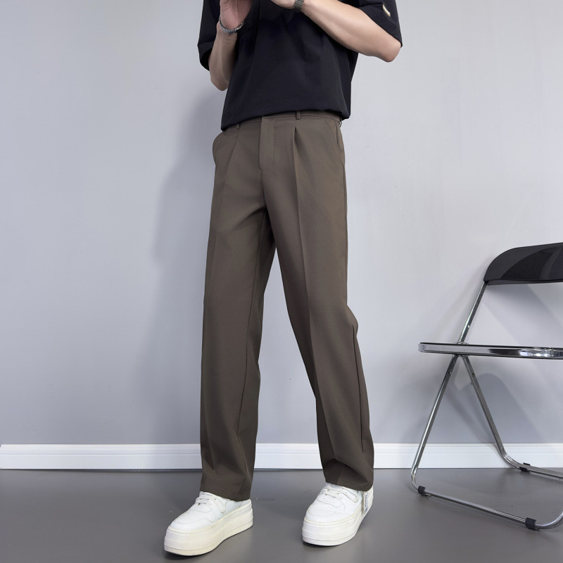 Muške ljetne hlače od ice silk, lagane, opuštenog ravnog kroja, casual hlače s elegantnim izgledom