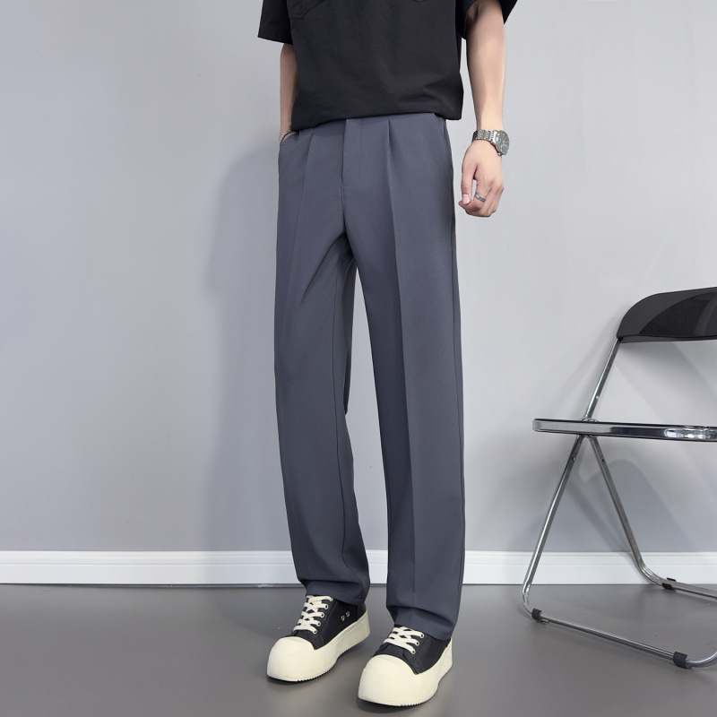Muške ljetne hlače od ice silk, lagane, opuštenog ravnog kroja, casual hlače s elegantnim izgledom